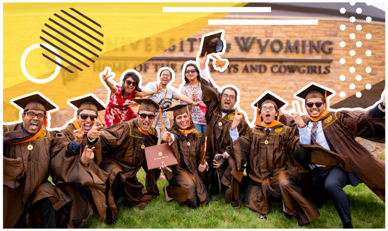 graduates of the University of Wyoming celebrate with friends and family 