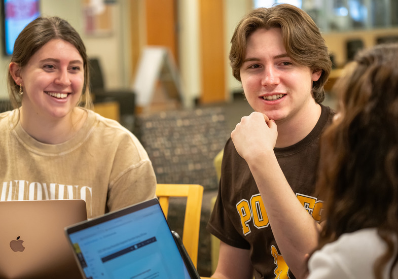 students in the library