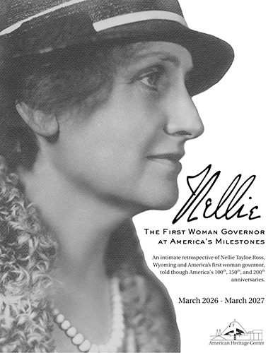 Poster showing a profile of a woman with a signature that reads "Nellie"
