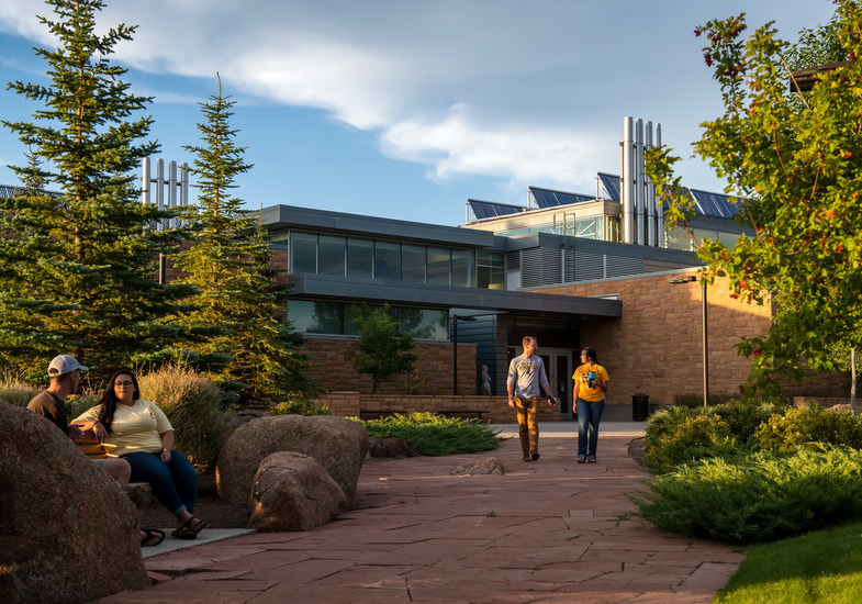 Students outside of the Visual Arts Building
