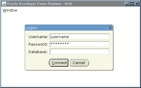 Login window