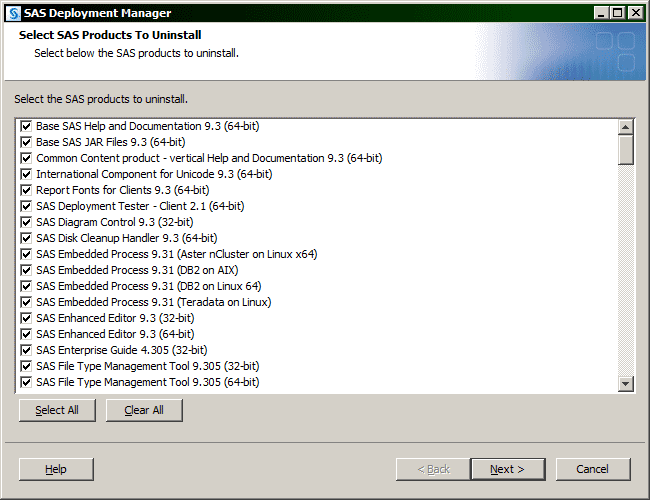 SAS Deployment Manager window