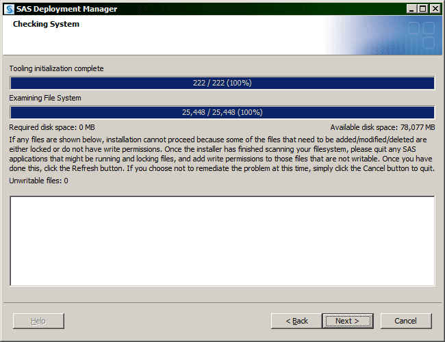 SAS Deployment window