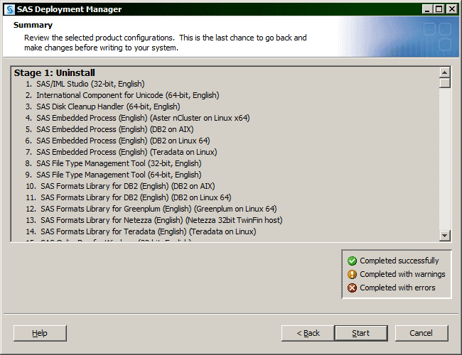 SAS Deployment window