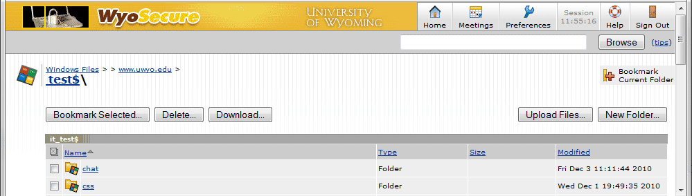 WyoSecure browser window