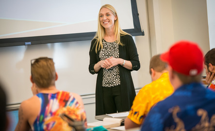 College of Business professor in front of a class