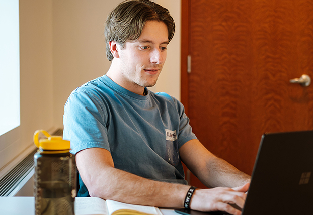 Student on computer