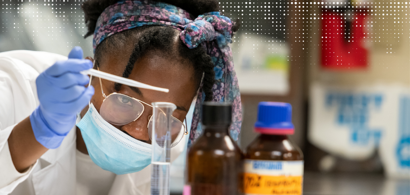 Student works in a lab.