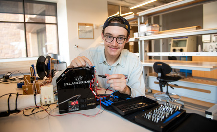 student working on an electrical project