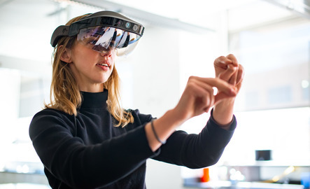 a student using a virtual reality headset