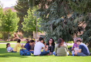 students gathered on prexys