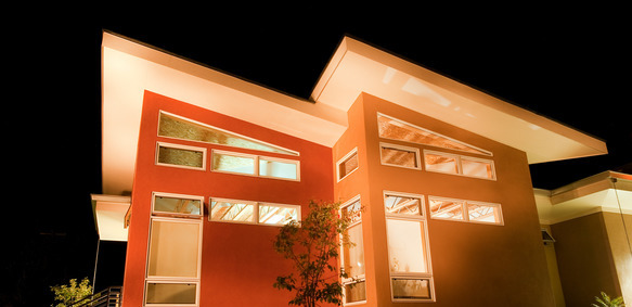 kendall House lit up at night
