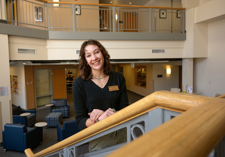 a student in the college of health sciences building