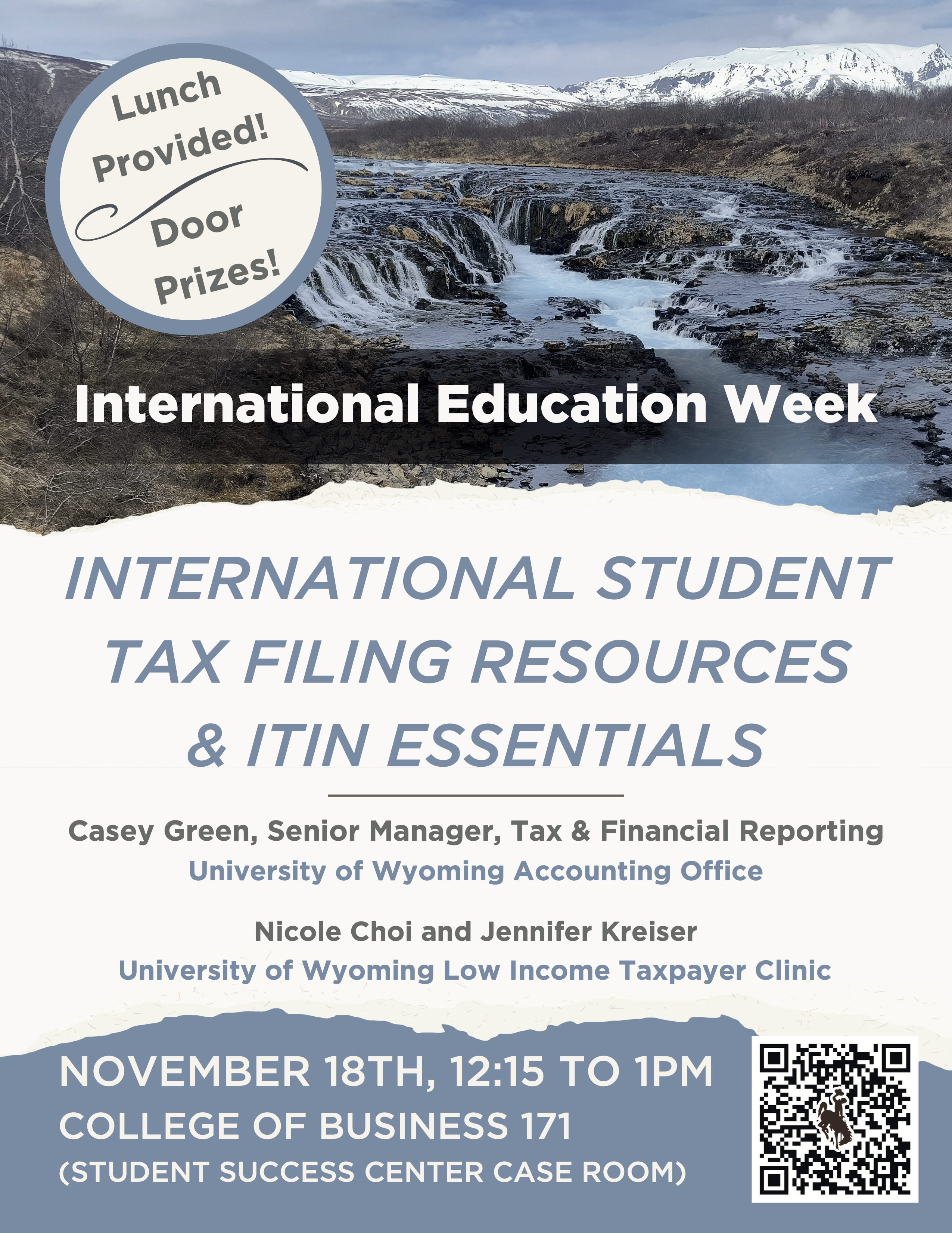 International Student Tax Filing Workshop flyer