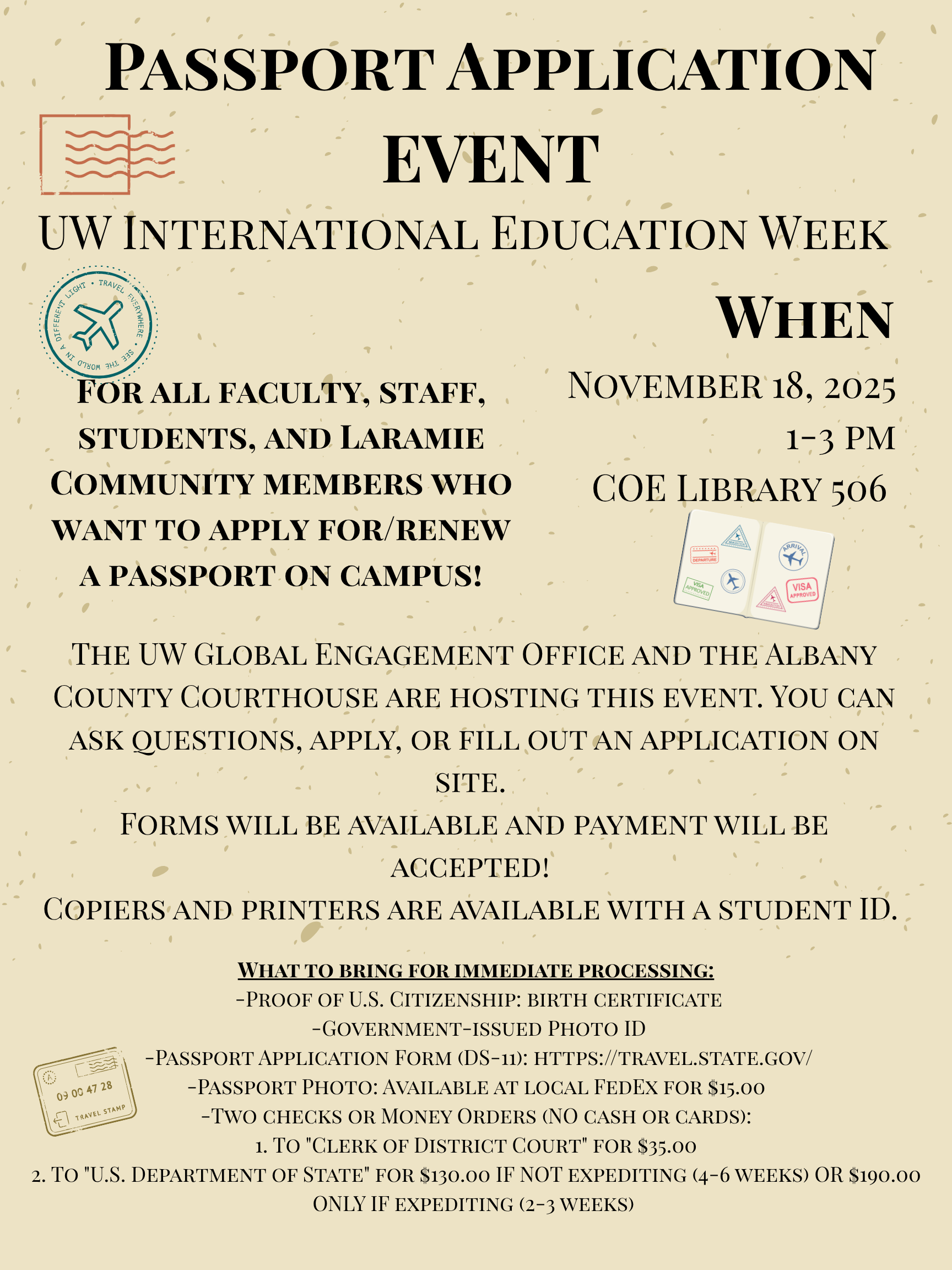 Passport Application Event flyer