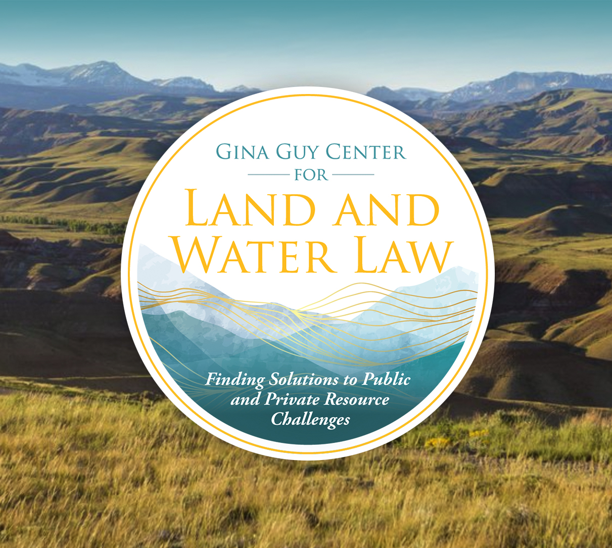 Gina Guy Center for Land and Water logo over mountains