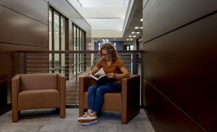 student in the collage of law reading