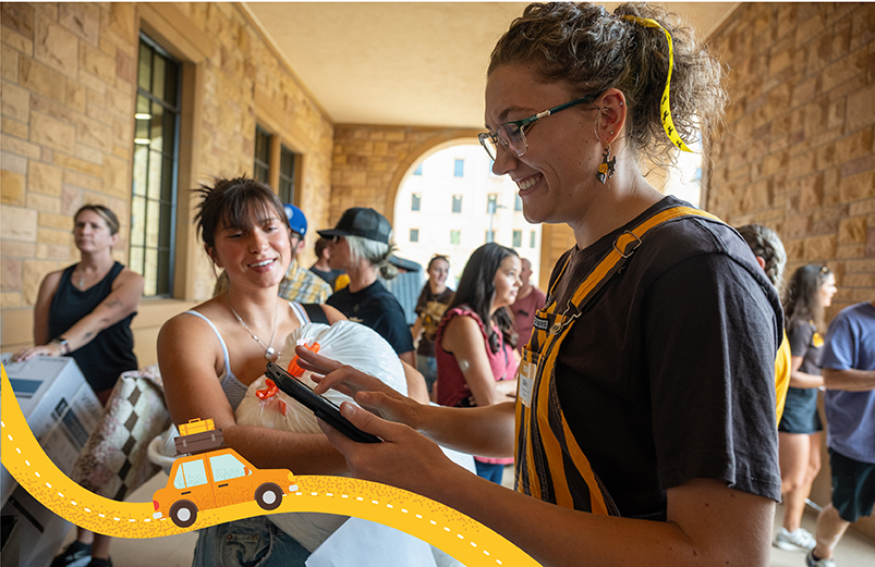 Students checking in at North Hall on Move-In Day