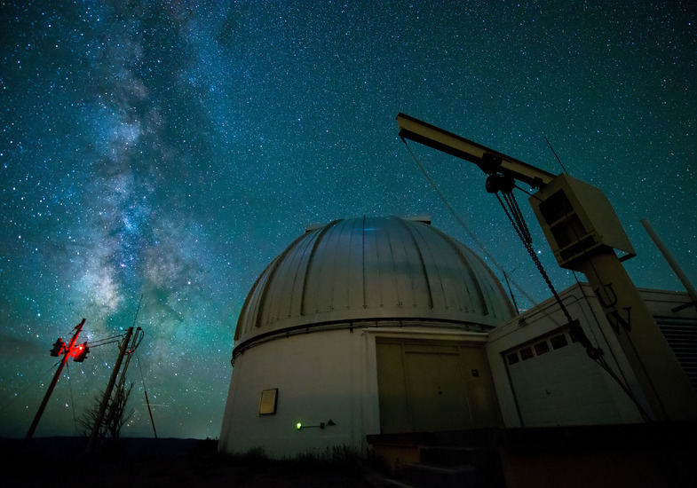 An observatory at night