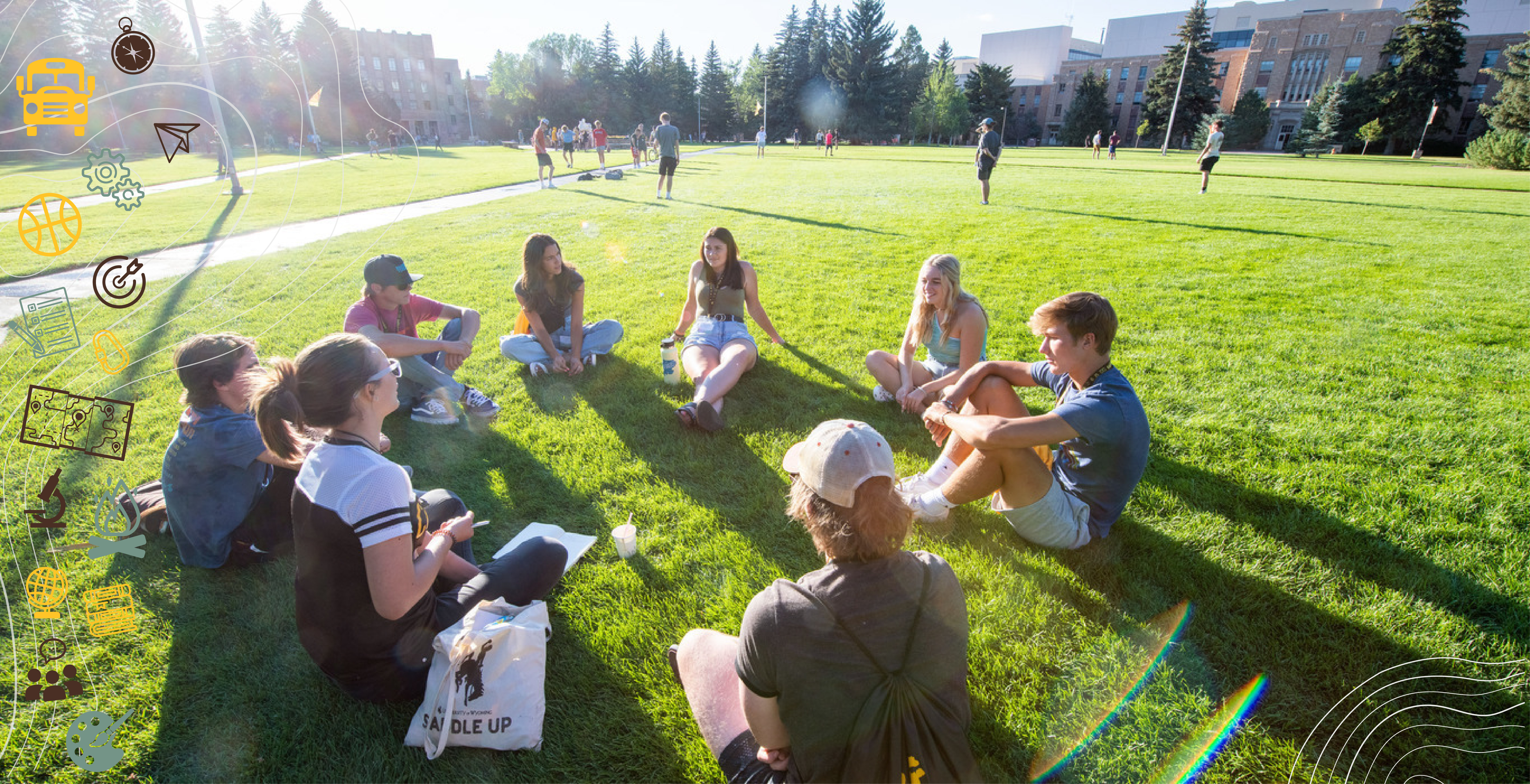 students gathered on prexys pasture