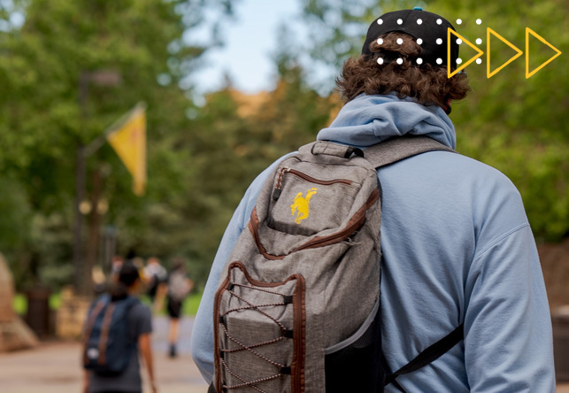 Student walking on campus