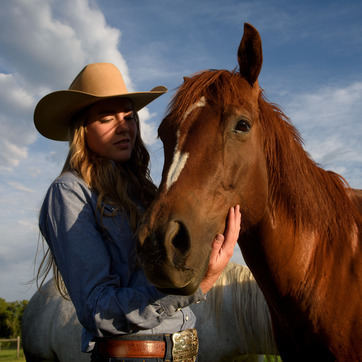 A student with their horse