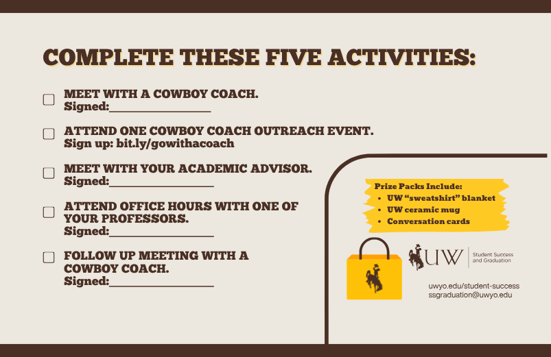 Photo of Cowboy Card with the five tasks students must complete