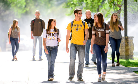 Students walking on University of Wyoming's campus