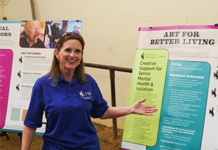 an educator showing her work