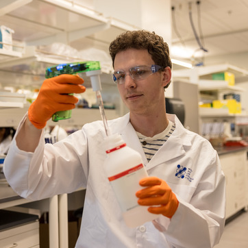 A student works in a lab.
