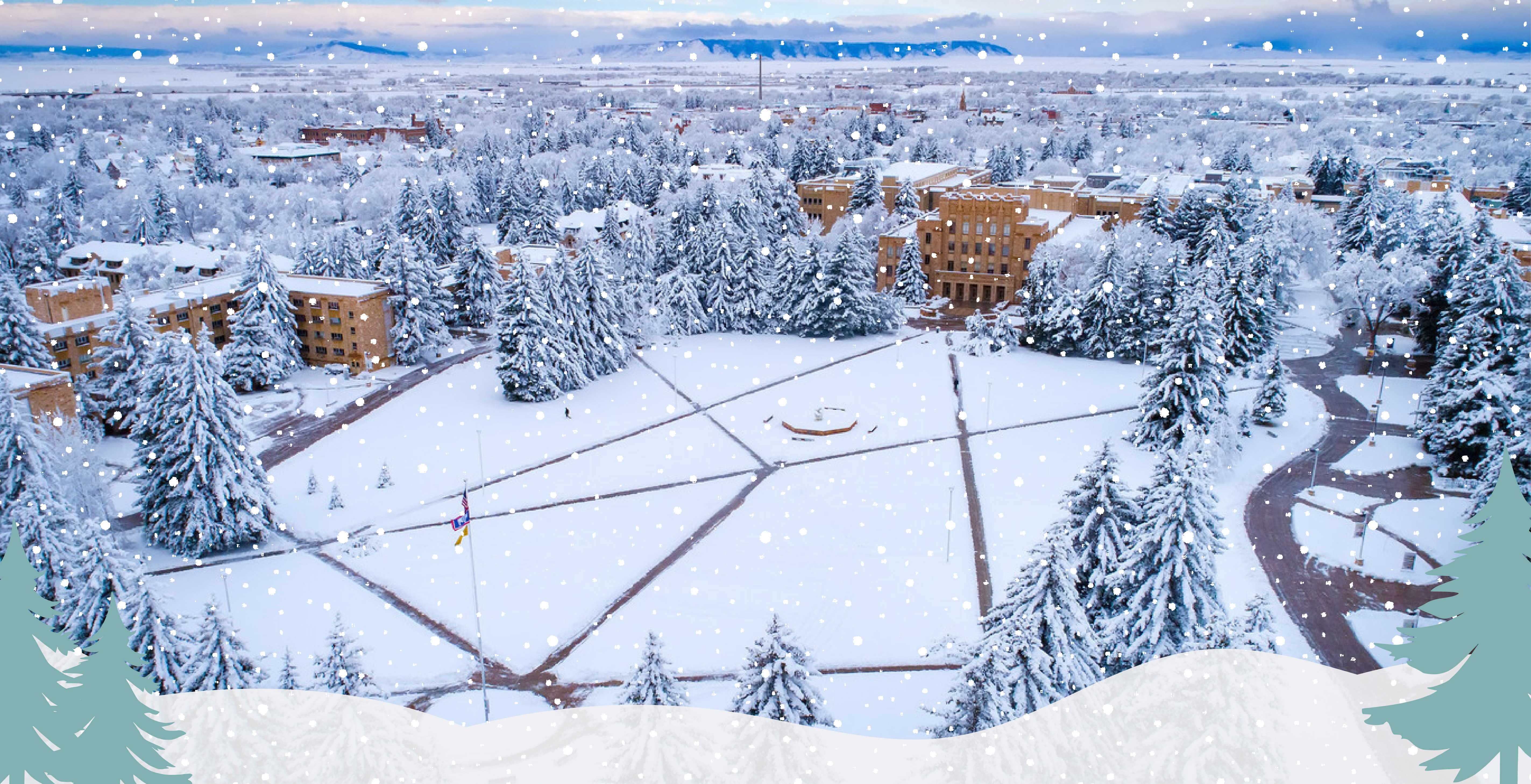 winter scene of campus