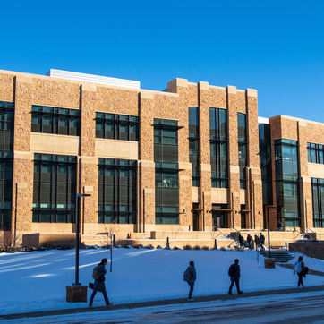 Students walking in snow